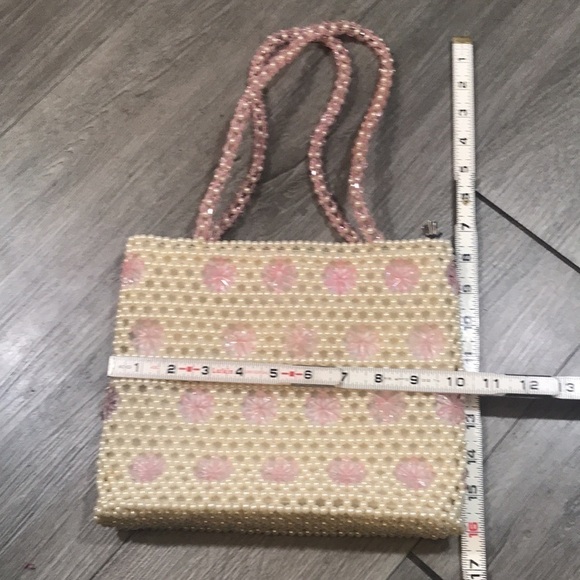 No name All Beaded Crystal Pink & Pearls Lined Handbag - Picture 7 of 7